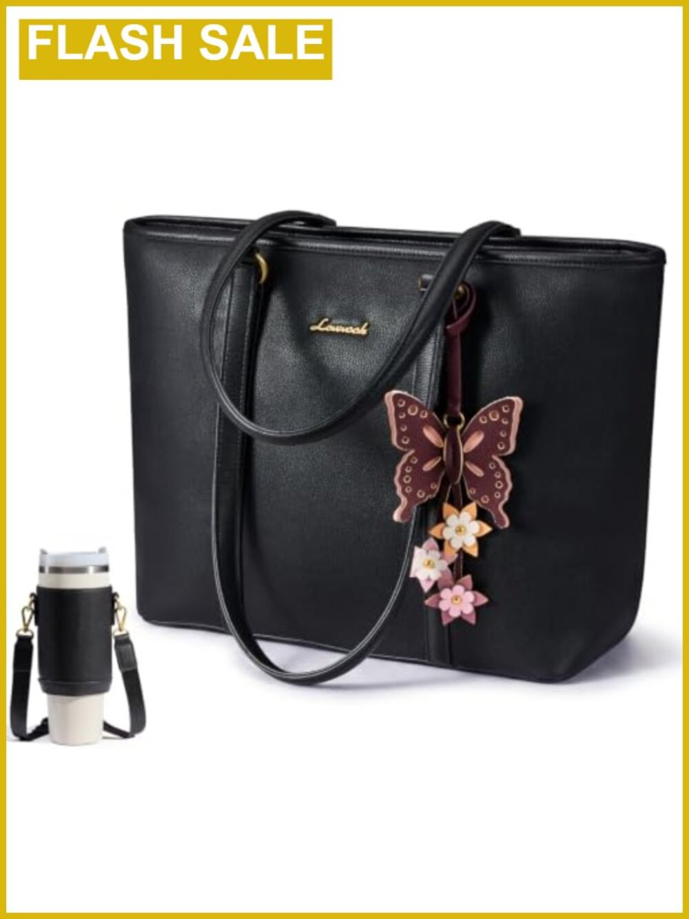 Vegan Leather Tote Bag for Women with Detachable Crossbody Strap